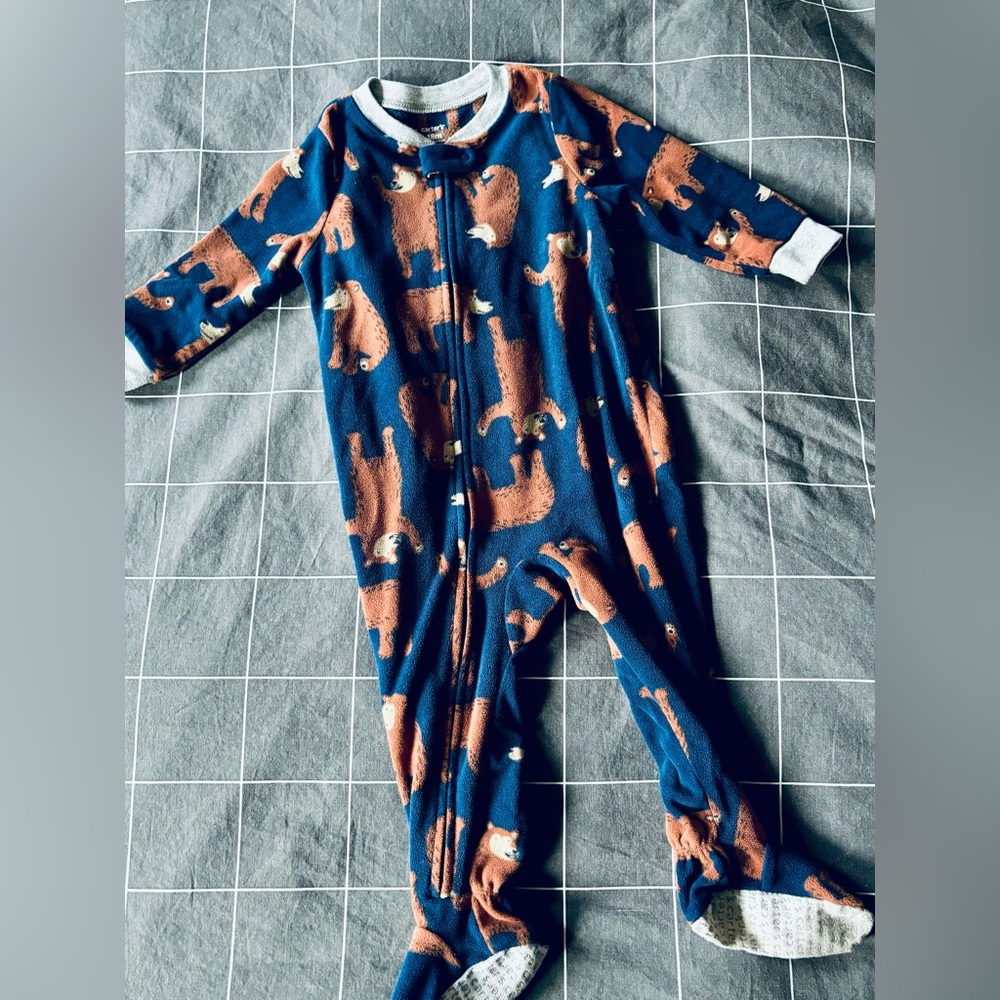 Baby 1-Piece Bears Fleece Footie Pajamas, 18 mo
